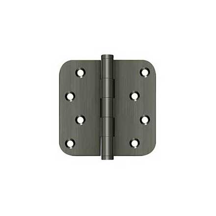 Deltana [DSB4R515A-RZ] Solid Brass Door Butt Hinge - Residential - Button Tip - 5/8&quot; Radius Corner - Zig-Zag - Antique Nickel Finish - Pair - 4&quot; H x 4&quot; W