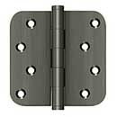 Deltana [DSB4R515A-RZ] Solid Brass Door Butt Hinge - Residential - Button Tip - 5/8" Radius Corner - Zig-Zag - Antique Nickel Finish - Pair - 4" H x 4" W