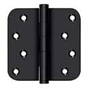 Deltana [DSB4R519-RZ] Solid Brass Door Butt Hinge - Residential - Button Tip - 5/8&quot; Radius Corner - Zig-Zag - Paint Black Finish - Pair - 4&quot; H x 4&quot; W