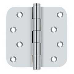Deltana [DSB4R526-RZ] Solid Brass Door Butt Hinge - Residential - Button Tip - 5/8&quot; Radius Corner - Zig-Zag - Polished Chrome Finish - Pair - 4&quot; H x 4&quot; W