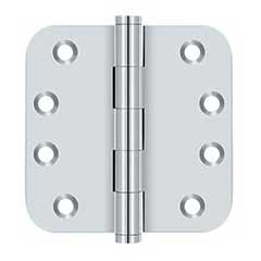Deltana [DSB4R526] Solid Brass Door Butt Hinge - Button Tip - 5/8&quot; Radius Corner - Polished Chrome Finish - Pair - 4&quot; H x 4&quot; W