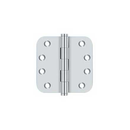 Deltana [DSB4R526] Solid Brass Door Butt Hinge - Button Tip - 5/8" Radius Corner - Polished Chrome Finish - Pair - 4" H x 4" W