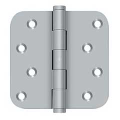 Deltana [DSB4R526D-RZ] Solid Brass Door Butt Hinge - Residential - Button Tip - 5/8&quot; Radius Corner - Zig-Zag - Brushed Chrome Finish - Pair - 4&quot; H x 4&quot; W