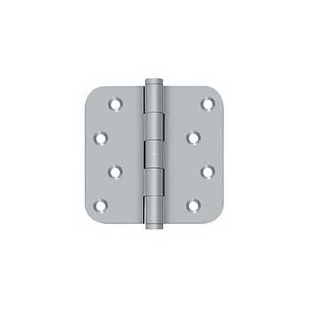 Deltana [DSB4R526D-RZ] Solid Brass Door Butt Hinge - Residential - Button Tip - 5/8&quot; Radius Corner - Zig-Zag - Brushed Chrome Finish - Pair - 4&quot; H x 4&quot; W