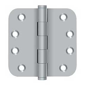 Deltana [DSB4R526D] Solid Brass Door Butt Hinge - Button Tip - 5/8" Radius Corner - Brushed Chrome Finish - Pair - 4" H x 4" W