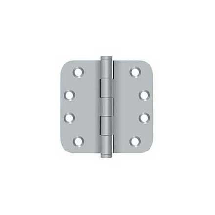 Deltana [DSB4R526D] Solid Brass Door Butt Hinge - Button Tip - 5/8&quot; Radius Corner - Brushed Chrome Finish - Pair - 4&quot; H x 4&quot; W