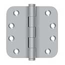 Deltana [DSB4R526D] Solid Brass Door Butt Hinge - Button Tip - 5/8" Radius Corner - Brushed Chrome Finish - Pair - 4" H x 4" W