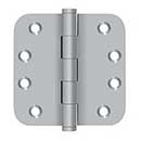 Deltana [DSB4R526D] Solid Brass Door Butt Hinge - Button Tip - 5/8&quot; Radius Corner - Brushed Chrome Finish - Pair - 4&quot; H x 4&quot; W