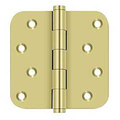 Deltana [DSB4R53-RZ] Solid Brass Door Butt Hinge - Residential - Button Tip - 5/8&quot; Radius Corner - Zig-Zag - Polished Brass Finish - Pair - 4&quot; H x 4&quot; W