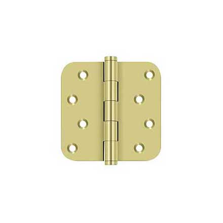Deltana [DSB4R53-RZ] Solid Brass Door Butt Hinge - Residential - Button Tip - 5/8&quot; Radius Corner - Zig-Zag - Polished Brass Finish - Pair - 4&quot; H x 4&quot; W