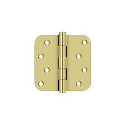 Deltana [DSB4R53-RZ] Solid Brass Door Butt Hinge - Residential - Button Tip - 5/8&quot; Radius Corner - Zig-Zag - Polished Brass Finish - Pair - 4&quot; H x 4&quot; W