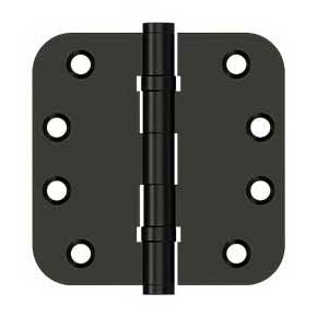 Deltana [DSB4R5B10B] Solid Brass Door Butt Hinge - Ball Bearing - Button Tip - 5/8" Radius Corner - Oil Rubbed Bronze Finish - Pair - 4" H x 4" W