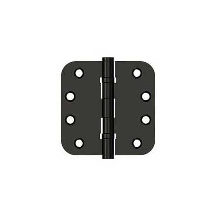 Deltana [DSB4R5B10B] Solid Brass Door Butt Hinge - Ball Bearing - Button Tip - 5/8" Radius Corner - Oil Rubbed Bronze Finish - Pair - 4" H x 4" W