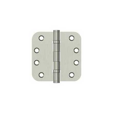 Deltana [DSB4R5B15] Solid Brass Door Butt Hinge - Ball Bearing - Button Tip - 5/8&quot; Radius Corner - Brushed Nickel Finish - Pair - 4&quot; H x 4&quot; W