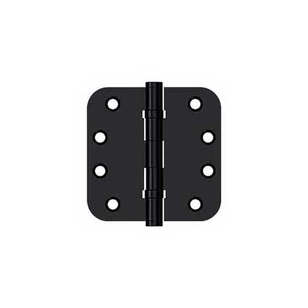 Deltana [DSB4R5B19] Solid Brass Door Butt Hinge - Ball Bearing - Button Tip - 5/8&quot; Radius Corner - Paint Black Finish - Pair - 4&quot; H x 4&quot; W