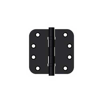 Deltana [DSB4R5B19] Solid Brass Door Butt Hinge - Ball Bearing - Button Tip - 5/8&quot; Radius Corner - Paint Black Finish - Pair - 4&quot; H x 4&quot; W