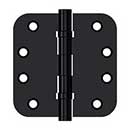 Deltana [DSB4R5B19] Solid Brass Door Butt Hinge - Ball Bearing - Button Tip - 5/8" Radius Corner - Paint Black Finish - Pair - 4" H x 4" W