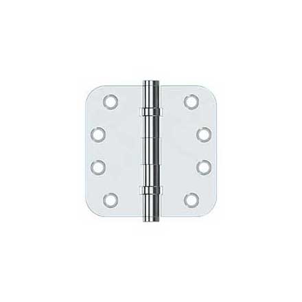 Deltana [DSB4R5B26] Solid Brass Door Butt Hinge - Ball Bearing - Button Tip - 5/8&quot; Radius Corner - Polished Chrome Finish - Pair - 4&quot; H x 4&quot; W