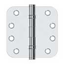Deltana [DSB4R5B26] Solid Brass Door Butt Hinge - Ball Bearing - Button Tip - 5/8&quot; Radius Corner - Polished Chrome Finish - Pair - 4&quot; H x 4&quot; W