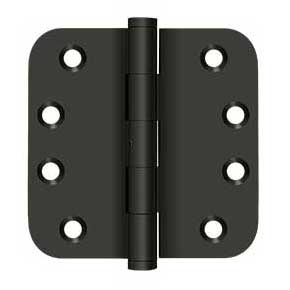 Deltana [DSB4R5N10B] Solid Brass Door Butt Hinge - Button Tip - Non-Removable Pin - 5/8" Radius Corner - Oil Rubbed Bronze Finish - Pair - 4" H x 4" W