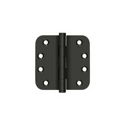 Deltana [DSB4R5N10B] Solid Brass Door Butt Hinge - Button Tip - Non-Removable Pin - 5/8&quot; Radius Corner - Oil Rubbed Bronze Finish - Pair - 4&quot; H x 4&quot; W