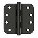 Deltana [DSB4R5N10B] Solid Brass Door Butt Hinge - Button Tip - Non-Removable Pin - 5/8&quot; Radius Corner - Oil Rubbed Bronze Finish - Pair - 4&quot; H x 4&quot; W