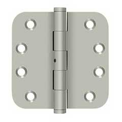Deltana [DSB4R5N15] Solid Brass Door Butt Hinge - Button Tip - Non-Removable Pin - 5/8&quot; Radius Corner - Brushed Nickel Finish - Pair - 4&quot; H x 4&quot; W