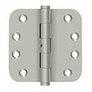 Deltana [DSB4R5N15] Solid Brass Door Butt Hinge - Button Tip - Non-Removable Pin - 5/8" Radius Corner - Brushed Nickel Finish - Pair - 4" H x 4" W