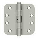 Deltana [DSB4R5N15] Solid Brass Door Butt Hinge - Button Tip - Non-Removable Pin - 5/8&quot; Radius Corner - Brushed Nickel Finish - Pair - 4&quot; H x 4&quot; W