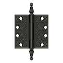 Deltana [DSBP44U10B] Solid Brass Door Butt Hinge - Ornate - Square Corner - Oil Rubbed Bronze Finish - Pair - 4&quot; H x 4&quot; W