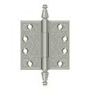 Deltana [DSBP44U15] Solid Brass Door Butt Hinge - Ornate - Square Corner - Brushed Nickel Finish - Pair - 4" H x 4" W