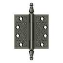 Deltana [DSBP44U15A] Solid Brass Door Butt Hinge - Ornate - Square Corner - Antique Nickel Finish - Pair - 4" H x 4" W