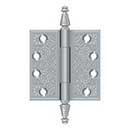 Deltana [DSBP44U26D] Solid Brass Door Butt Hinge - Ornate - Square Corner - Brushed Chrome Finish - Pair - 4&quot; H x 4&quot; W