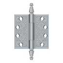 Deltana [DSBP44U26D] Solid Brass Door Butt Hinge - Ornate - Square Corner - Brushed Chrome Finish - Pair - 4&quot; H x 4&quot; W