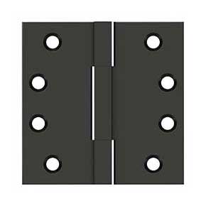Deltana [DSBS410B] Solid Brass Door Butt Hinge - Square Barrel - Square Corner - Oil Rubbed Bronze Finish - Pair - 4" H x 4" W