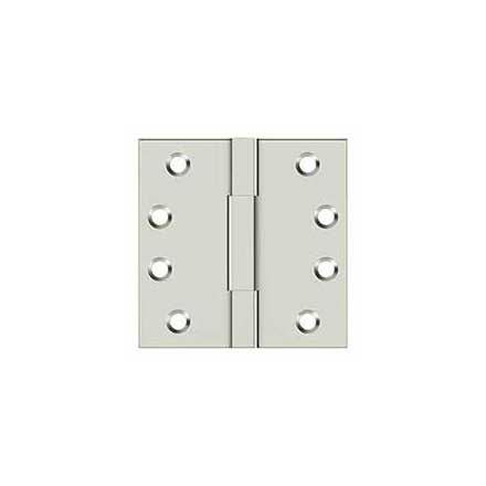 Deltana [DSBS414] Solid Brass Door Butt Hinge - Square Barrel - Square Corner - Polished Nickel Finish - Pair - 4&quot; H x 4&quot; W