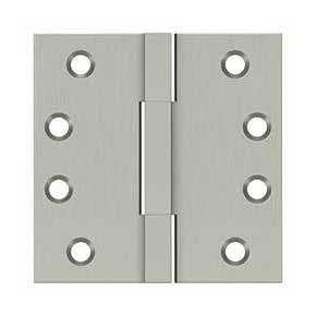 Deltana [DSBS415] Solid Brass Door Butt Hinge - Square Barrel - Square Corner - Brushed Nickel Finish - Pair - 4" H x 4" W