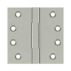 Deltana [DSBS415] Solid Brass Door Butt Hinge - Square Barrel - Square Corner - Brushed Nickel Finish - Pair - 4&quot; H x 4&quot; W