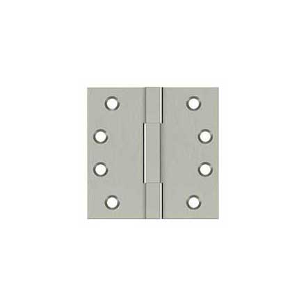 Deltana [DSBS415] Solid Brass Door Butt Hinge - Square Barrel - Square Corner - Brushed Nickel Finish - Pair - 4&quot; H x 4&quot; W