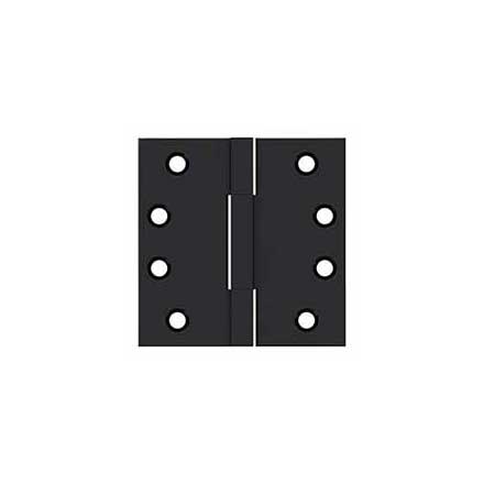 Deltana [DSBS419] Solid Brass Door Butt Hinge - Square Barrel - Square Corner - Paint Black Finish - Pair - 4&quot; H x 4&quot; W