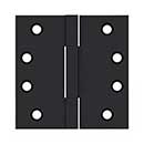 Deltana [DSBS419] Solid Brass Door Butt Hinge - Square Barrel - Square Corner - Paint Black Finish - Pair - 4" H x 4" W