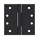 Deltana [DSBS419] Solid Brass Door Butt Hinge - Square Barrel - Square Corner - Paint Black Finish - Pair - 4&quot; H x 4&quot; W