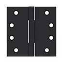 Deltana [DSBS419] Solid Brass Door Butt Hinge - Square Barrel - Square Corner - Paint Black Finish - Pair - 4&quot; H x 4&quot; W