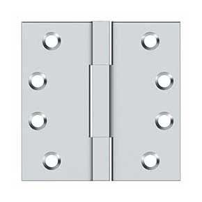 Deltana [DSBS426] Solid Brass Door Butt Hinge - Square Barrel - Square Corner - Polished Chrome Finish - Pair - 4" H x 4" W