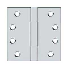 Deltana [DSBS426] Solid Brass Door Butt Hinge - Square Barrel - Square Corner - Polished Chrome Finish - Pair - 4&quot; H x 4&quot; W