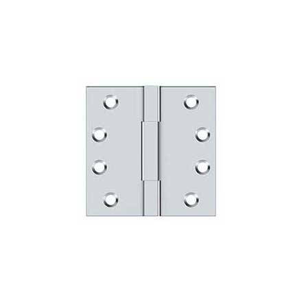 Deltana [DSBS426] Solid Brass Door Butt Hinge - Square Barrel - Square Corner - Polished Chrome Finish - Pair - 4&quot; H x 4&quot; W