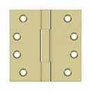 Deltana [DSBS43-UNL] Solid Brass Door Butt Hinge - Square Barrel - Square Corner - Polished Brass (Unlacquered) Finish - Pair - 4&quot; H x 4&quot; W