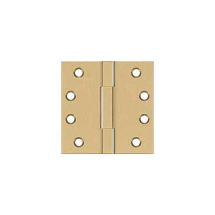 Deltana [DSBS44] Solid Brass Door Butt Hinge - Square Barrel - Square Corner - Brushed Brass Finish - Pair - 4" H x 4" W