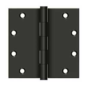 Deltana [DSB5510B] Solid Brass Door Butt Hinge - Button Tip - Square Corner - Oil Rubbed Bronze Finish - Pair - 5" H x 5" W