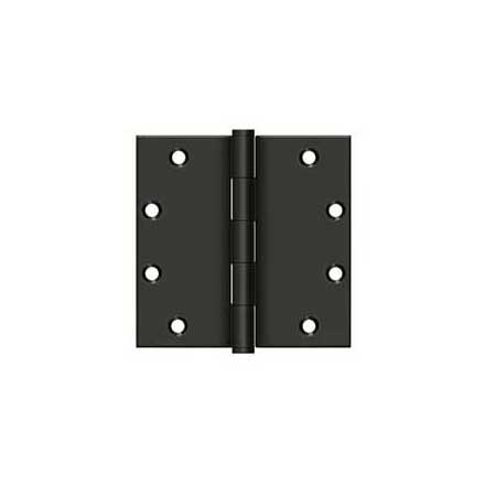 Deltana [DSB5510B] Solid Brass Door Butt Hinge - Button Tip - Square Corner - Oil Rubbed Bronze Finish - Pair - 5&quot; H x 5&quot; W